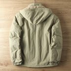 Hooded Outdoor Jacket Khaki Fleece-Lined Men's – Casual, Camping, Hiking, Everyday Wear