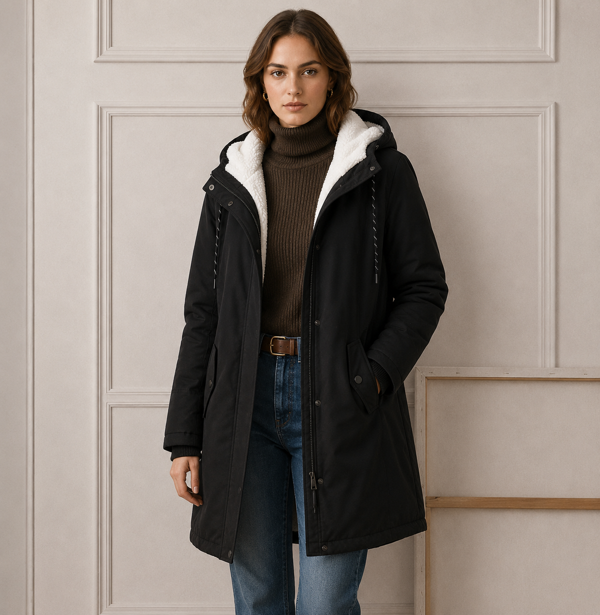 Hooded Parka Coat Fleece-Lined Green Women's Winter Jacket – Casual, Everyday Warmth