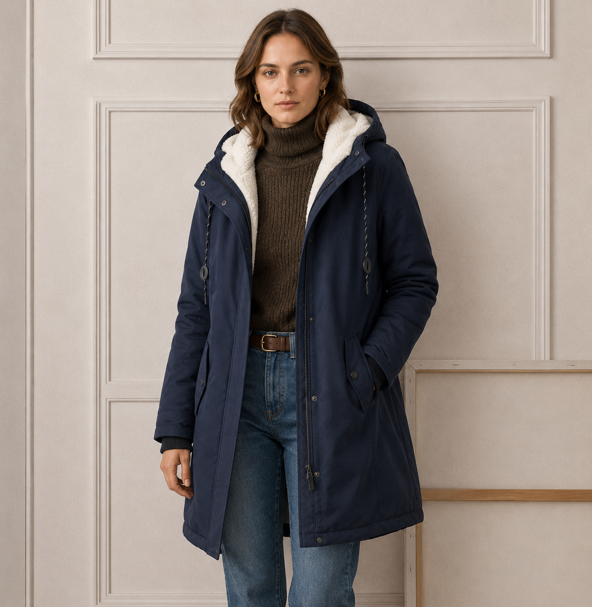 Hooded Parka Coat Fleece-Lined Green Women's Winter Jacket – Casual, Everyday Warmth