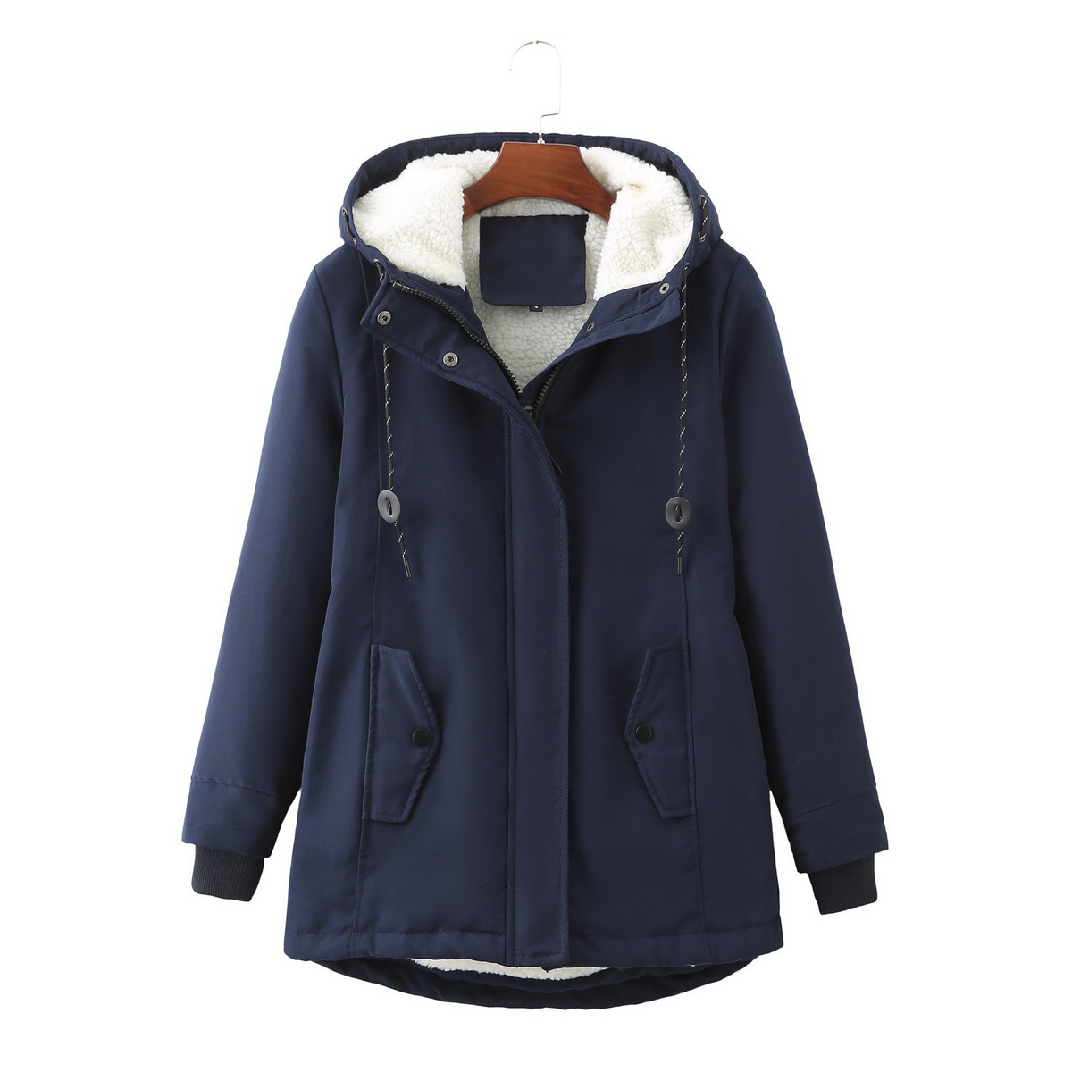 Hooded Parka Coat Fleece-Lined Green Women's Winter Jacket – Casual, Everyday Warmth