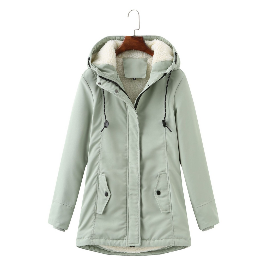 Hooded Parka Coat Fleece-Lined Green Women's Winter Jacket – Casual, Everyday Warmth