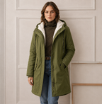 Hooded Parka Coat Fleece-Lined Green Women's Winter Jacket – Casual, Everyday Warmth