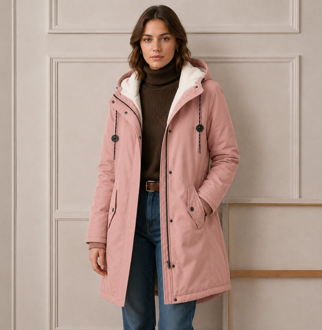 Hooded Parka Coat Fleece-Lined Green Women's Winter Jacket – Casual, Everyday Warmth