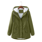 Hooded Parka Coat Fleece-Lined Green Women's Winter Jacket – Casual, Everyday Warmth