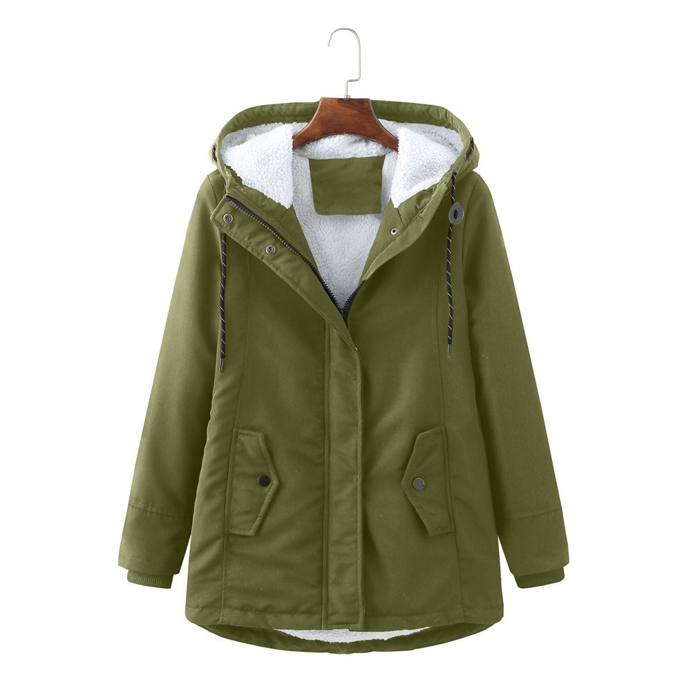 Hooded Parka Coat Fleece-Lined Green Women's Winter Jacket – Casual, Everyday Warmth