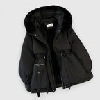 Hooded Parka Jacket Fleece-Lined Beige Women's Winter Coat – Casual, Warm Everyday Outerwear