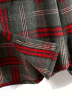 Hooded Plaid Shacket Men's Grey Orange Button-Up Jacket – Casual, Autumn Layering