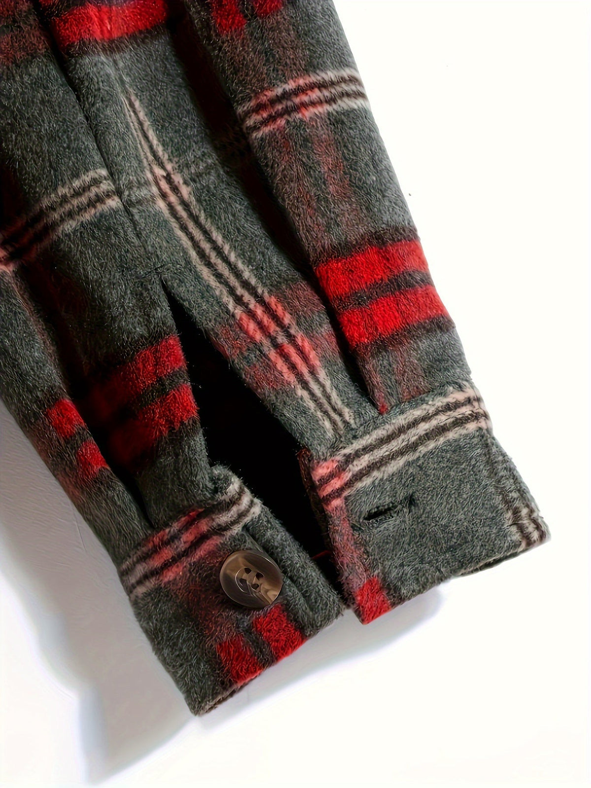 Hooded Plaid Shacket Men's Grey Orange Button-Up Jacket – Casual, Autumn Layering