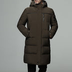 Hooded Puffer Coat Men's Black Longline Padded Winter Jacket – Casual, Everyday, Warm Outerwear