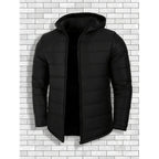 Hooded Puffer Jacket Black Quilted Men's Zip-Up – Casual, Winter, Outdoor, Gift · Werune