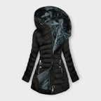 Hooded Puffer Jacket Fleece-Lined Sage Green Women's – Casual, Winter, Warm Everyday Coat