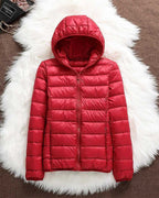 Hooded Puffer Jacket Lightweight Women's Zip-Up Padded Coat – Casual, Travel, Winter Everyday Wear