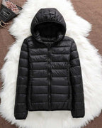 Hooded Puffer Jacket Lightweight Women's Zip-Up Padded Coat – Casual, Travel, Winter Everyday Wear