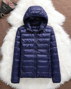 Hooded Puffer Jacket Lightweight Women's Zip-Up Padded Coat – Casual, Travel, Winter Everyday Wear