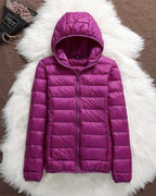 Hooded Puffer Jacket Lightweight Women's Zip-Up Padded Coat – Casual, Travel, Winter Everyday Wear