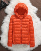 Hooded Puffer Jacket Lightweight Women's Zip-Up Padded Coat – Casual, Travel, Winter Everyday Wear