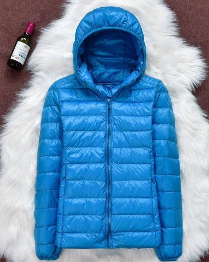 Hooded Puffer Jacket Lightweight Women's Zip-Up Padded Coat – Casual, Travel, Winter Everyday Wear