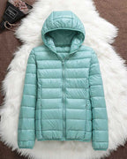Hooded Puffer Jacket Lightweight Women's Zip-Up Padded Coat – Casual, Travel, Winter Everyday Wear