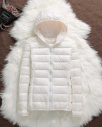 Hooded Puffer Jacket Lightweight Women's Zip-Up Padded Coat – Casual, Travel, Winter Everyday Wear