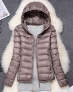 Hooded Puffer Jacket Lightweight Women's Zip-Up Padded Coat – Casual, Travel, Winter Everyday Wear