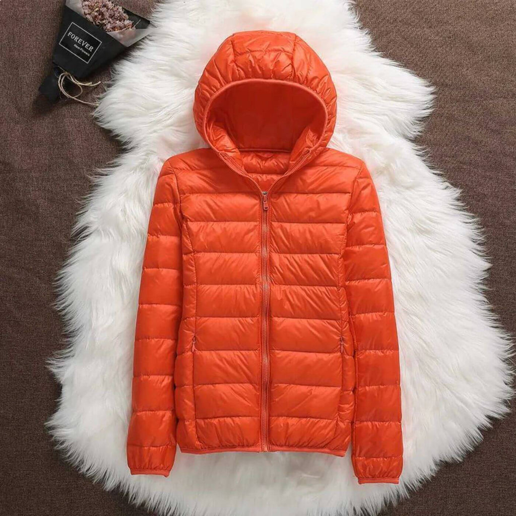 Hooded Puffer Jacket Lightweight Women's Zip-Up Quilted Coat – Casual, Holiday, Everyday Warmth