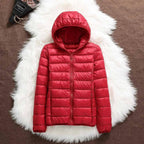 Hooded Puffer Jacket Lightweight Women's Zip-Up Quilted Coat – Casual, Holiday, Everyday Warmth