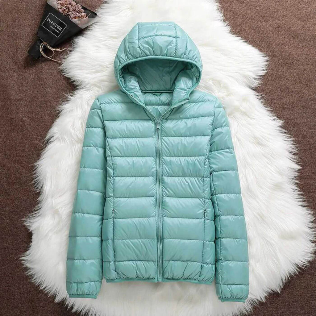 Hooded Puffer Jacket Lightweight Women's Zip-Up Quilted Coat – Casual, Holiday, Everyday Warmth