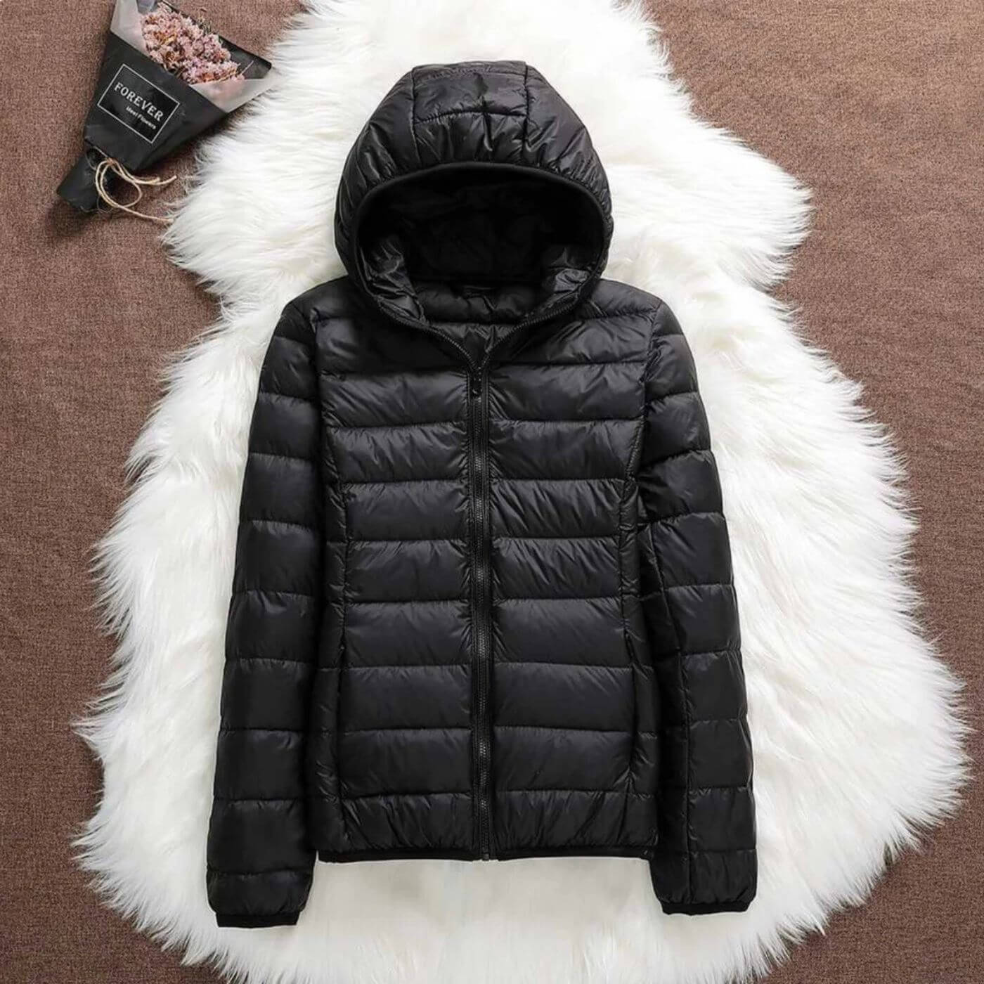 Hooded Puffer Jacket Lightweight Women's Zip-Up Quilted Coat – Casual, Holiday, Everyday Warmth