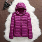 Hooded Puffer Jacket Lightweight Women's Zip-Up Quilted Coat – Casual, Holiday, Everyday Warmth