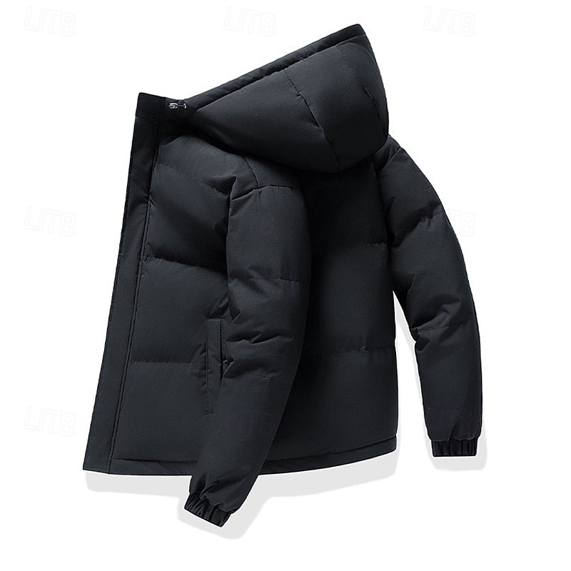 Hooded Puffer Jacket Men's Insulated Light Green Winter Coat – Casual, Outdoor, Everyday Warmth