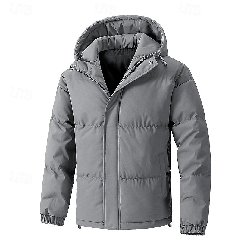 Hooded Puffer Jacket Men's Insulated Light Green Winter Coat – Casual, Outdoor, Everyday Warmth