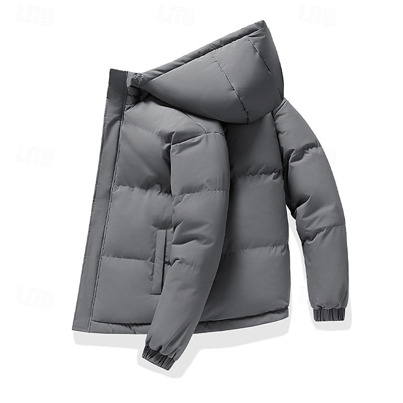 Hooded Puffer Jacket Men's Insulated Light Green Winter Coat – Casual, Outdoor, Everyday Warmth