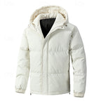Hooded Puffer Jacket Men's Insulated Light Green Winter Coat – Casual, Outdoor, Everyday Warmth