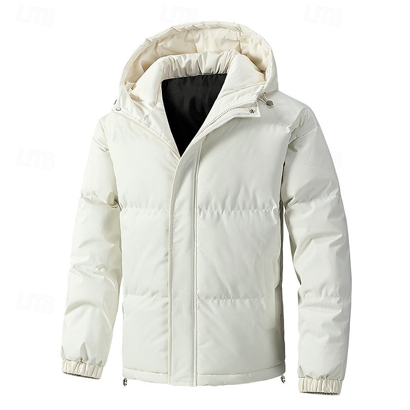 Hooded Puffer Jacket Men's Insulated Light Green Winter Coat – Casual, Outdoor, Everyday Warmth