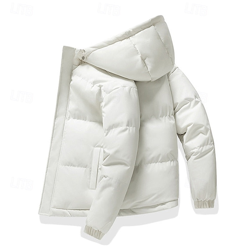 Hooded Puffer Jacket Men's Insulated Light Green Winter Coat – Casual, Outdoor, Everyday Warmth