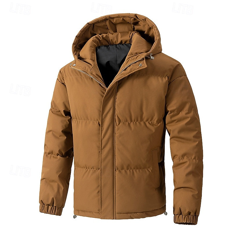 Hooded Puffer Jacket Men's Insulated Light Green Winter Coat – Casual, Outdoor, Everyday Warmth