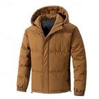 Hooded Puffer Jacket Men's Insulated Light Green Winter Coat – Casual, Outdoor, Everyday Warmth