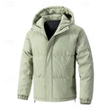 Hooded Puffer Jacket Men's Insulated Light Green Winter Coat – Casual, Outdoor, Everyday Warmth