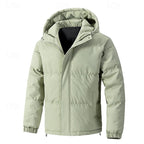 Hooded Puffer Jacket Men's Insulated Light Green Winter Coat – Casual, Outdoor, Everyday Warmth