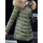 Hooded Puffer Parka Coat Red Faux Fur Women's Quilted Winter Jacket – Casual, Warm Outdoor, Gift