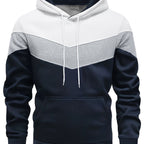 Hooded Pullover Sweatshirt Navy Blue Ribbed Cuffs Men's – Casual, Office, Holiday, Gift