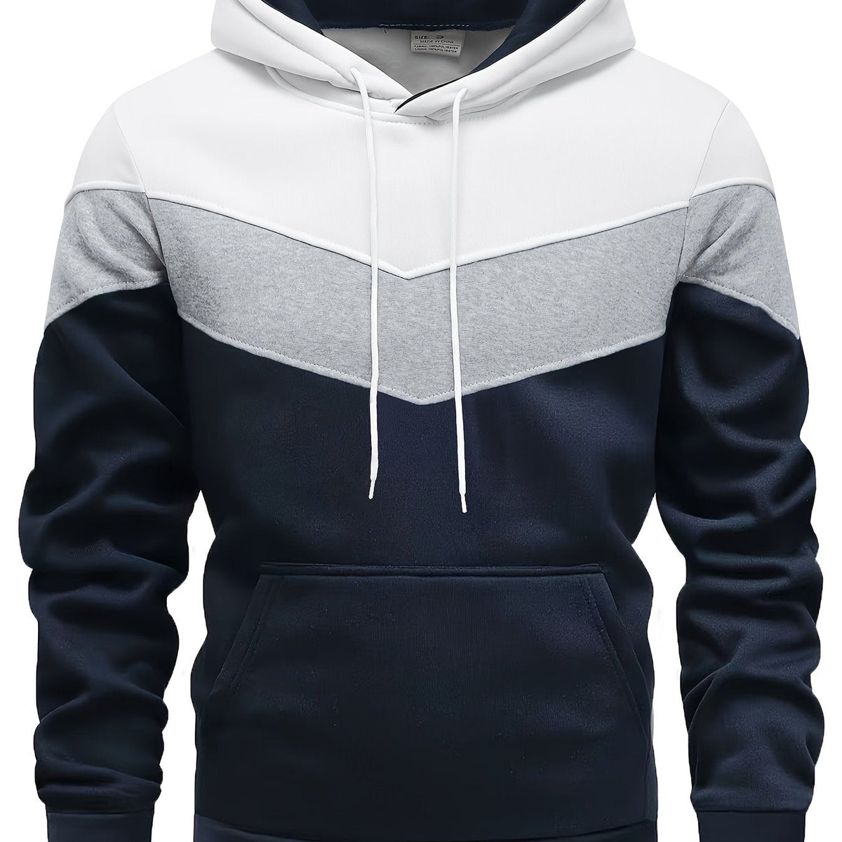 Hooded Pullover Sweatshirt Navy Blue Ribbed Cuffs Men's – Casual, Office, Holiday, Gift