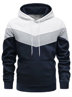 Hooded Pullover Sweatshirt Navy Blue Ribbed Cuffs Men's – Casual, Office, Holiday, Gift