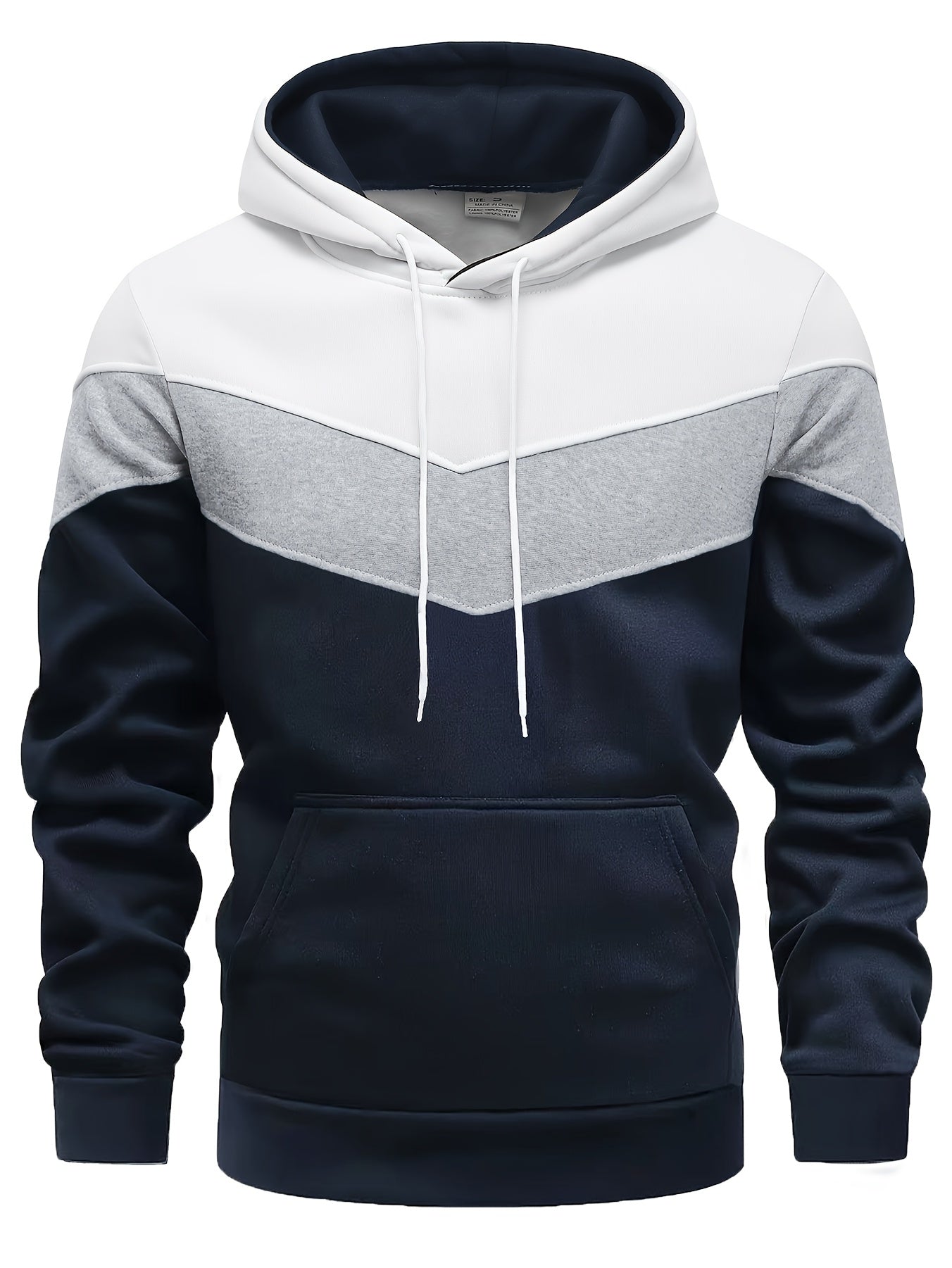 Hooded Pullover Sweatshirt Navy Blue Ribbed Cuffs Men's – Casual, Office, Holiday, Gift