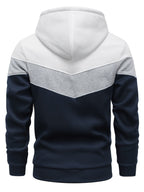 Hooded Pullover Sweatshirt Navy Blue Ribbed Cuffs Men's – Casual, Office, Holiday, Gift
