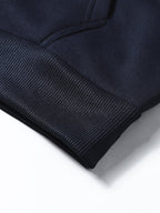 Hooded Pullover Sweatshirt Navy Blue Ribbed Cuffs Men's – Casual, Office, Holiday, Gift