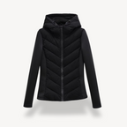 Hooded Quilted Jacket Chevron Padded Brown Women's Zip-Up – Casual, Office · Werune