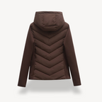 Hooded Quilted Jacket Chevron Padded Brown Women's Zip-Up – Casual, Office · Werune