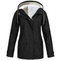 Hooded Rain Jacket Red Fleece-Lined Waterproof Women's – Casual, Outdoor, Walking, Winter Warmth