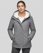 Hooded Rain Jacket Women's Grey Sherpa-Lined Waterproof Parka – Casual, Everyday, Winter, Gift
